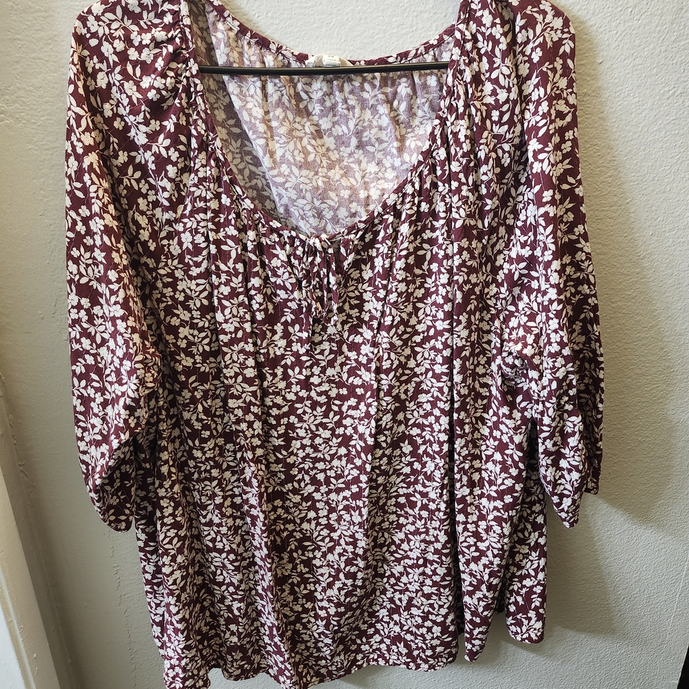 Elegant Maroon Floral Women's Blouse